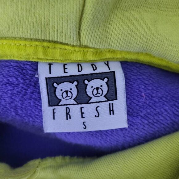 Teddy Fresh Womens Size Small Pullover Hoodie Sweatshirt Purple Pink Colorblock - Picture 4 of 7